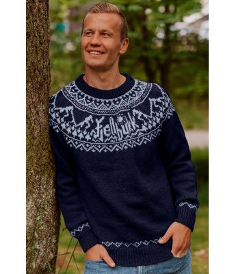 Marineblå Fjellbukkgenser med lyseblått mønster - DLG 22-010F