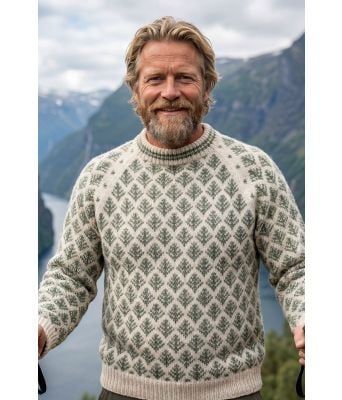 Naturhvit Grantregenser med mosegrønt mønster - DLG 23-023AS-502532-M