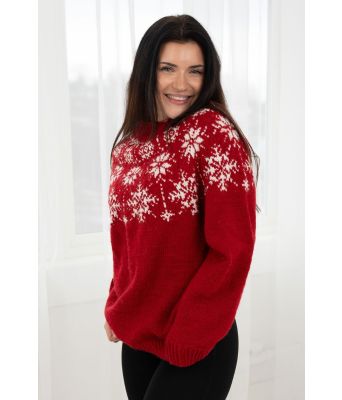 Rød snowflake genser - DLG 23-044-SR565-500