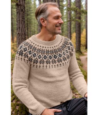 Beige Reigenser med mønster i rundfellingen - DLG 234-SU348534883401