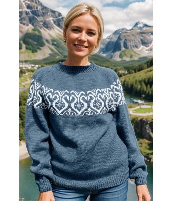 Denimblå Rose genser - DLG-24-009-SU3440