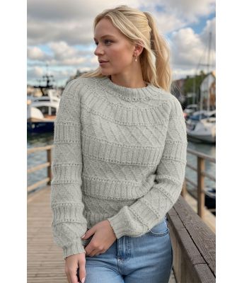 Lys grå melert Strukturlykke genser - DLG 24-013-3403