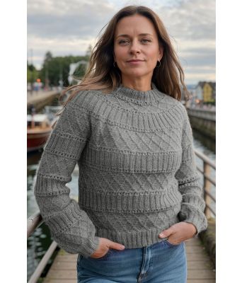 Grå melert Strukturlykke genser - DLG 24-013-3405