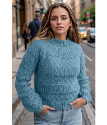 Lys denim Strukturlykke genser - DLG 24-013-3437