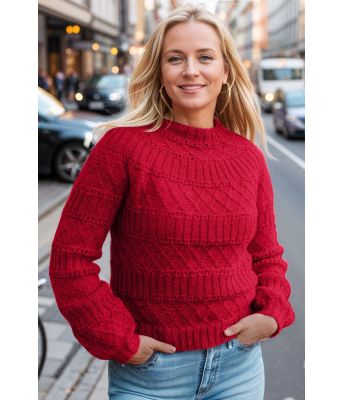 Strukturlykkegenser i julerødt - DLG 24-013-AS560