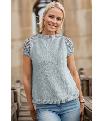 Lyst gråblå Perleknopp topp - DLG 25-023-VGB621