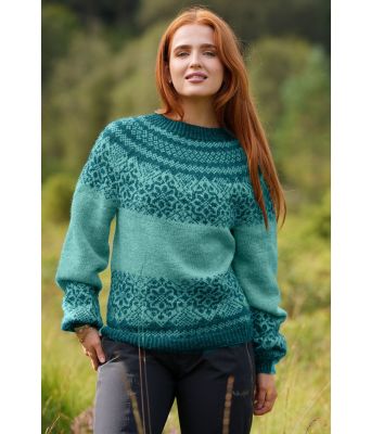 Seterrose genseren i petrol og blågrønn - DLG 25-030-34363439