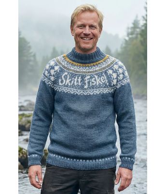 Skitt fiske genseren i denimblå - DLG-25-035SU-34403458