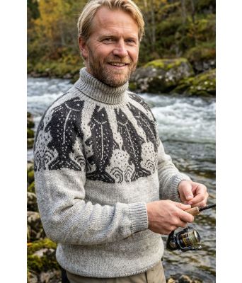 Laksefiske genseren i ren ull - DLG 25-037RU