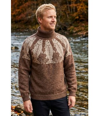 Brun laksefiskergenser med beige mønster - DLG 25-037U-608607