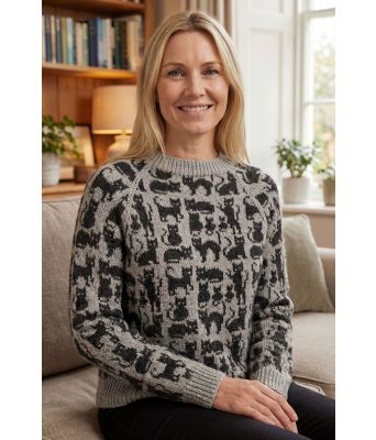 Crazy cat woman sweater kattegenseren i ren ull - DLG 25-038RU