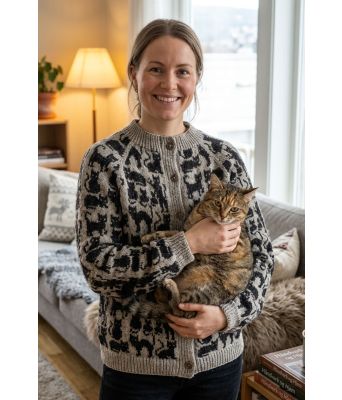 Perlegrå Crazy cat woman cardigan - DLG 26-002U-612615