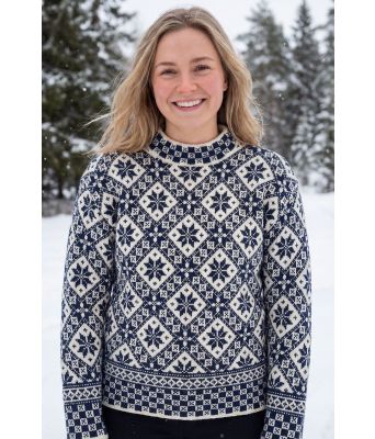 Vintage roserute genser i marine - DLG 265-00105755