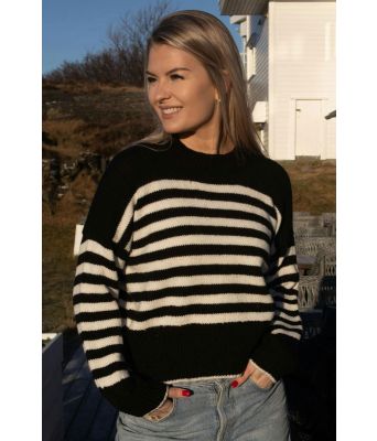 Svart Alexis genser med hvite striper - DSA 125-12