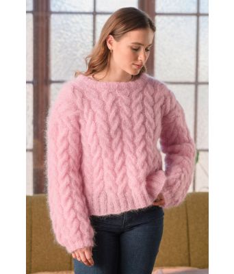 Rosa Melanita strikkegenser med fletter - GG 286-12