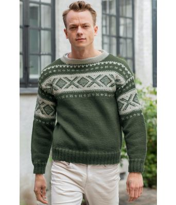 Grønn Cortina genser i myk merinoull til herre - GG 291-19