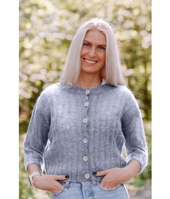 Hverdagsjakken strikket grå jakke i mohairgarn - DLG-21-004