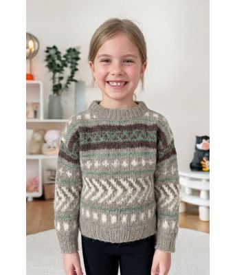 Gråbrun Hanami genser til barn - IR-02-10B-758