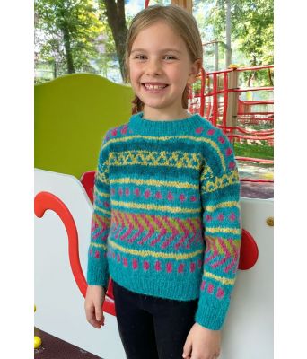 Turkis Hanami genser til barn - IR-02-10D-808