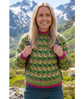 Grønnmelert Ellinor genser med raglanfelling - Ingrid Raadim IR-03-20E