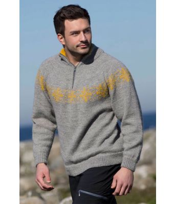 Is grå strikkegenser krage og glidelås til herre - Viking 1708-1A