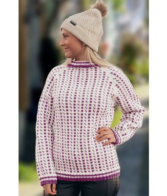 Islender med rødlilla mønster - Strikkia 2020-030O