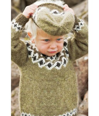 Grønn Kambur strikkegenser til barn - Istex 91007-1417