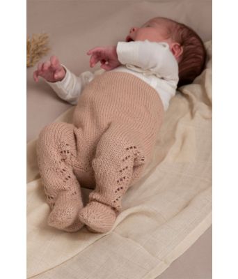 Johanne strømpebukse i pudder rosa alpakkaull - Viking 2132-02B