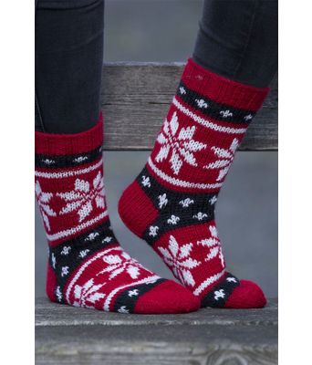 Julerosestrømper julesokker med julerose - Viking 1714-14