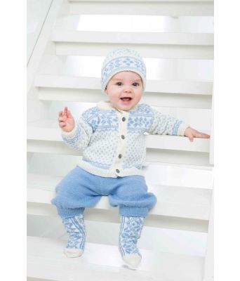 Klassisk sett til baby med jakke lue bukse og sokker - Vviking 1404-11