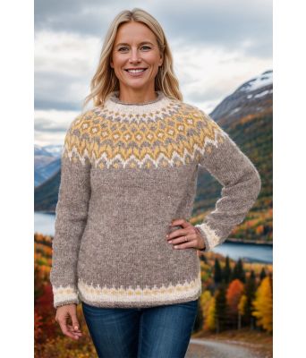 Grå riddarigenser med gult mønster - LL0096