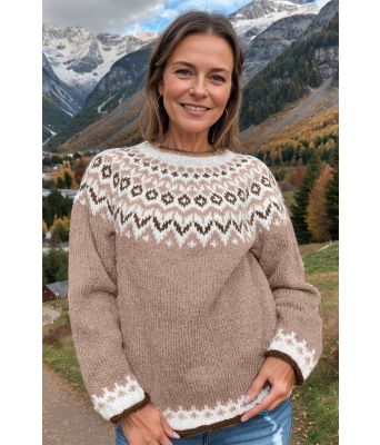 Byggbrun riddarigenser med brunt og hvitt mønster - LL0109