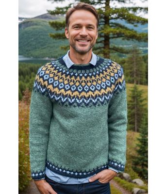 Grønn riddigenser med gult mønster - LL0129