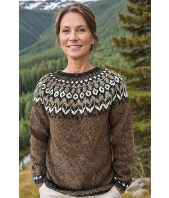 Brun riddarigenser med lysebrunt/beige mønster - LL0131