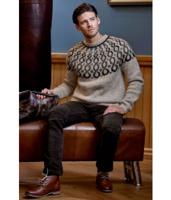 Eilifd lyst gråbrun strikkegenser med evighetssymbolet 8 - Lopi 38-06