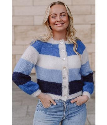 Sorbet cardigan med blå striper - Mille Fryd MF0002L