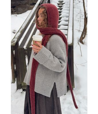 Burgunder MinMote-hood - Strikkia X MinMote MM001-354