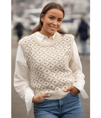 Mynte rutete strikket vest Mie Cappelen - Viking 2113-02