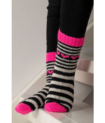 Neonhjertesokken lange sokker med hjerte - Viking 2104-11A