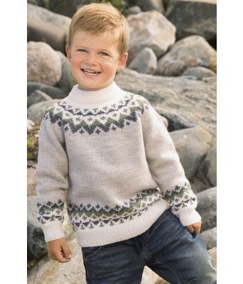 Nuuk strikkegenser med rundfelling og hoy hals til barn - Viking 1615-12