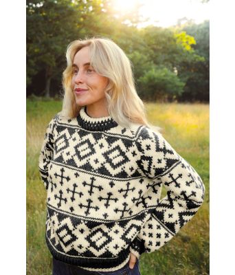 Lyngøya genser med koksgrått mønster - OK-09-02-67276700