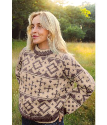 Beige Lyngøyagenser med brunmelert mønster - OK-09-02-67986797