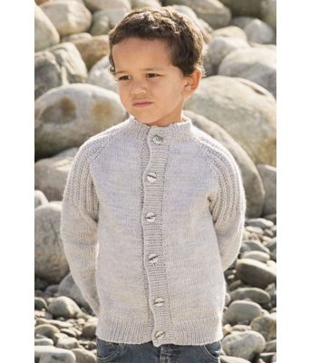 Oliver ensfarget strikkejakke med knapper til barn - Viking 1615-06