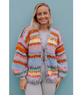 Olivias chunky mohair jakke med striper - Strikkia 2021-029