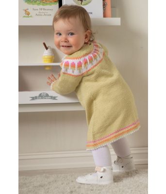Poppy strikket babykjole og babylue - Viking 2126-25