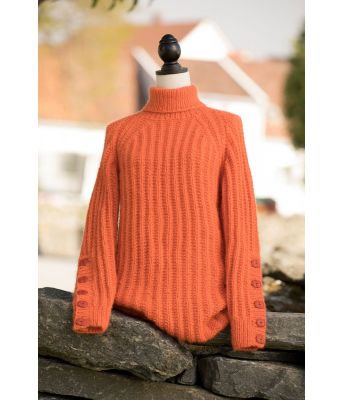 Sørland genser oransje strikkegenser til dame - Viking 1811-04B