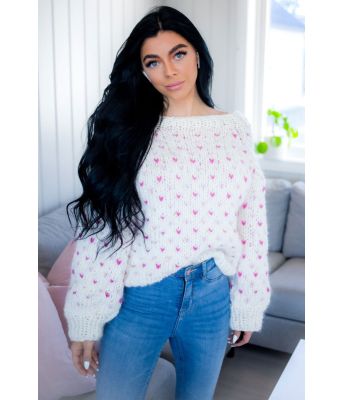 Stinas Snow genser med rosa lus - Strikkia X Stina Bakken SR0003-H900
