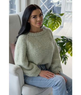 Stinas stripete raglangenser i grønn - SB0018-300330