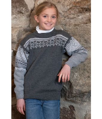 Grå Setesdalsgenser til jente Jo - Viking 2106-03A