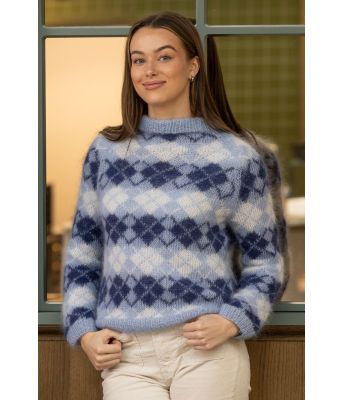 Blåmønstret Argyle genser - Snorre collection 0009-4B